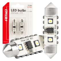 ΛΑΜΠΑΚΙΑ ΠΛΑΦΟΝΙΕΡΑΣ 39mm 12/24V C5W 5500K 12xSMD 3838 CAN-BUS FESTOON (ΛΕΥΚΟ) ΑΜΙΟ - 2 ΤΕΜ. Auto Moto Tyres 