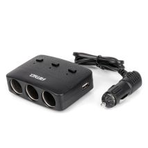 ΑΝΤΑΠΤΟΡΑΣ ΑΝΑΠΤΗΡΑ 12/24V 100W ΜΑΥΡΟΣ/3 ΘΕΣΕΙΣ/2xUSB-A /ΚΟΥΜΠΙ ON-OFF/ΕΝΔΕΙΞΗ LED/ΚΑΛΩΔΙΟ 70cm AMIO - 1 Τεμ. Auto Moto Tyres 