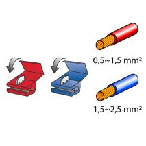 ΚΛΕΦΤΗΣ ΡΕΥΜΑΤΟΣ ΑΠΟ ΚΑΛΩΔΙΟ (ΚΟΚΚΙΝΟ 0,5-1,5 mm / ΜΠΛΕ 1,5-2,5 mm) - 10 ΤΕΜ. Auto Moto Tyres 
