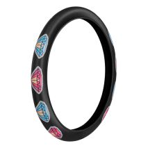 ΚΑΛΥΜΜΑ ΤΙΜΟΝΙΟΥ SKIN-COVER DIAMOND (ΔΙΑΜΑΝΤΙΑ) 38/40cm (M) ΜΑΥΡΟ ΕΛΑΣΤΙΚΟ ΠΟΛΥΕΣΤΕΡΙΚΟ 2mm ΠΑΧΟΣ Auto Moto Tyres 