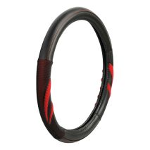 ΚΑΛΥΜΜΑ ΤΙΜΟΝΙΟΥ SUZUKA (M) 37/39cm ΔΕΡΜΑΤΙΝΗ ΜΑΥΡΟ/ΚΟΚΚΙΝΟ ΑΟΣΜΟ ECO-FRIENDLY Auto Moto Tyres 