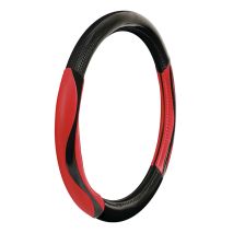 ΚΑΛΥΜΜΑ ΤΙΜΟΝΙΟΥ SILVERSTONE (M) 37/39 cm CARBON /ΜΑΥΡO-ΚΟΚΚΙΝΟ ΔΕΡΜΑΤΙΝΗ ΑΟΣΜΟ ECO-FRIENDLY Auto Moto Tyres 