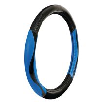 ΚΑΛΥΜΜΑ ΤΙΜΟΝΙΟΥ SILVERSTONE (M) 37/39 cm CARBON /ΜΑΥΡO-ΜΠΛΕ ΔΕΡΜΑΤΙΝΗ ΑΟΣΜΟ ECO-FRIENDLY Auto Moto Tyres 