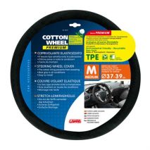 ΚΑΛΥΜΜΑ ΤΙΜΟΝΙΟΥ COTTON WHEEL ΜΑΥΡΟ ΧΡΩΜΑ ME ΒΑΜΒΑΚΕΡΗ ΕΠΕΝΔΥΣΗ ΑΟΣΜΟ ΟΙΚΟΛΟΓΙΚΟ/ ΜΗ ΤΟΞΙΚΟ/ ΑΝΑΚΥΚΛΩΣΙΜΟ ΥΛΙΚΟ Auto Moto Tyres 