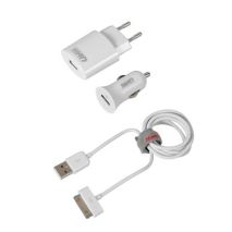 Καλώδιο Φορτισης / Συγχρονισμού USB για Apple 100cm 30pin με αντάπτορα USB αναπτήρα 12V/24V και αντάπτορα 220V Auto Moto Tyres 