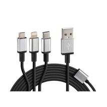 ΚΑΛΩΔΙΟ USB ΦΟΡΤΙΣΗΣ CERBERO 100 cm (3 ΑΝΤΑΠΤΟΡΕΣ TYPE C/APPLE/MICRO USB - 8 PIN) SILVER LINE Auto Moto Tyres 