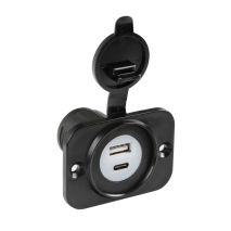 ΠΡΙΖΑ USB ΜΕ ΚΑΠΑΚΙ ΚΑΙ 2 ΘΥΡΕΣ USB (A+C) 12/24V 3000mA 15W ΜΑΥΡΗ FAST CHARGE LAMPA - 1 TEM. Auto Moto Tyres 