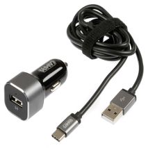ΦΟΡΤΙΣΤΗΣ ΑΝΑΠΤΗΡΑ 12/24V ΜΕ 1 USB TYPE-C 3000mA ΜΕ ΚΑΛΩΔΙΟ 100cm FAST CHARGER SILVER LINE Auto Moto Tyres 