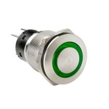 ΔΙΑΚΟΠΤΗΣ ΜΠΟΥΤΟΝ (BUTTON) 12/24V 5Amax 5PIN IP65 ON/OFF ME LED ΠΡΑΣΙΝΟ ΑΝΟΞΕΙΔΩΤΟ ΑΤΣΑΛΙ LAMPA - 1 TEM. Auto Moto Tyres 