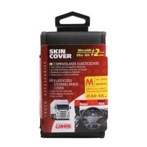ΚΑΛΥΜΜΑ ΤΙΜΟΝΙΟΥ ΦΟΡΤΗΓΟΥ 44/46cm (M) SKIN-COVER ΜΑΥΡΟ ΜΕ ΚΟΚΚΙΝΗ ΡΑΦΗ ΕΛΑΣΤΙΚΟ 2mm ΠΑΧΟΣ Auto Moto Tyres 