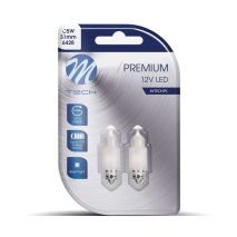 ΛΑΜΠΑΚΙΑ ΠΛΑΦΟΝΙΕΡΑΣ C5W/C10W 31mm SV8.5 12V 135lm 2x2835SMD LED DIODA PREMIUM CAN-BUS ΛΕΥΚΟ M-TECH - 2 ΤΕΜ. Auto Moto Tyres 