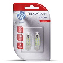 ΛΑΜΠΑΚΙΑ ΠΛΑΦΟΝΙΕΡΑΣ C5W 24V 0,24W SV8,5 36mm LED 6xSMD3528 ΜΠΛΕ BLISTER 2ΤΕΜ. M-TECH Auto Moto Tyres 