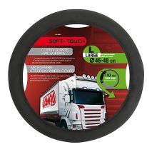 ΚΑΛΥΜΜΑ ΤΙΜΟΝΙΟΥ ΦΟΡΤΗΓΟΥ 46/48cm (L) SOFT TOUCH ΜΑΥΡΟ ΜΕ ΑΠΑΛΗ ΥΦΗ ΜΙΚΡΟΦΙΜΠΡΑΣ Auto Moto Tyres 