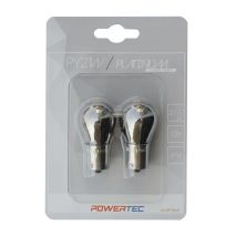 PY21W 12V 21W BAU15s 3.500K ΜΟΝΟΠΟΛΙΚΟ ΠΑΡΑΚΕΝΤΡΟ CHROME POWERTEC PLATINUM ΠΟΡΤΟΚΑΛΙ 2ΤΕΜ. M-TECH Auto Moto Tyres 