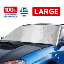 Εξωτερική Ηλιοπροστασία Large Μ195-147 Χ Υ95 cm για το Παρμπρίζ από Ύφασμα 3 Στρώσεων και Ρινίσματα Αλουμινίου σε ασημί χρώμα με logo και άκαυστη επένδυση Race Axion - 1 τεμάχιο Auto Moto Tyres 