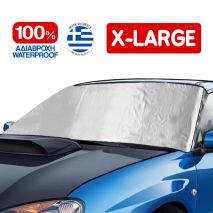 Εξωτερική Ηλιοπροστασία X-Large Μ195-147 Χ Υ110 cm για το Παρμπρίζ από Ύφασμα 3 Στρώσεων και Ρινίσματα Αλουμινίου σε ασημί χρώμα με logo και άκαυστη επένδυση Race Axion - 1 τεμάχιο Auto Moto Tyres 