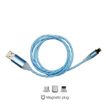 ΚΑΛΩΔΙΟ USB ΦΟΡΤΙΣΗΣ & ΣΥΓΧΡΟΝΙΣΜΟΥ MICRO USB/TYPE-C/LIGHTING ΜΕ ΜΑΓΝΗΤΙΚΗ ΥΠΟΔΟΧΗ & ΜΠΛΕ ΦΩΣ 100 cm Auto Moto Tyres 