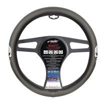 ΚΑΛΥΜΜΑ ΤΙΜΟΝΙΟΥ SILVER SKULL ΜΑΥΡΟ 37-39cm  ΔΕΡΜΑΤΙΝΗ (ΣΧΕΔΙΟ ΝΕΚΡΟΚΕΦΑΛΗ) Auto Moto Tyres 