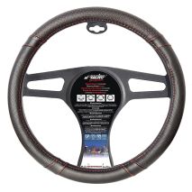 ΚΑΛΥΜΜΑ ΤΙΜΟΝΙΟΥ VINTAGE ΜΑΥΡΟ ΜΕ ΚΟΚΚΙΝΗ ΡΑΦΗ 37-39cm  ΔΕΡΜΑΤΙΝΗ Auto Moto Tyres 