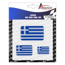 GREECE ΑΥΤΟΚΟΛΛΗΤΕΣ ΕΛΛΗΝΙΚΕΣ ΣΗΜΑΙΕΣ (5,3 Χ 3/4 Χ 2,5/8 X 5 cm) ΜΕ ΕΠΙΚΑΛΥΨΗ ΣΜΑΛΤΟΥ - 3 ΤΕΜ. Auto Moto Tyres 