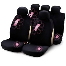 ΚΑΛΥΜΜΑΤΑ ΚΑΘΙΣΜΑΤΩΝ ΣΕΤ 4ΤΕΜ ΜΑΥΡΑ ΜΕ ΡΟΖ ΛΟΥΛΟΥΔΙΑ Auto Moto Tyres 