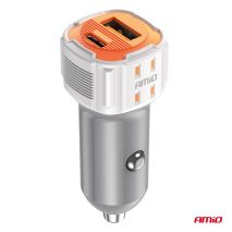 ΦΟΡΤΙΣΤΗΣ ΑΝΑΠΤΗΡΑ 12/24V ΜΕ 2 ΘΥΡΕΣ USB-C+USB 20W 5V/3AQC  ΤΑΧΕΙΑΣ ΦΟΡΤΙΣΗΣ ΛΕΥΚΟΣ AMIO - 1 Τεμ. Auto Moto Tyres 