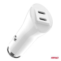 ΦΟΡΤΙΣΤΗΣ ΑΝΑΠΤΗΡΑ 12/24V ΜΕ 2 ΘΥΡΕΣ 2xUSB-C 40W 5V/3AQC ΤΑΧΕΙΑΣ ΦΟΡΤΙΣΗΣ ΛΕΥΚΟΣ AMIO - 1 Τεμ. Auto Moto Tyres 