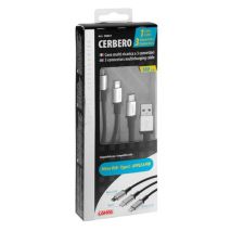 ΚΑΛΩΔΙΟ USB ΦΟΡΤΙΣΗΣ CERBERO 100 cm (3 ΑΝΤΑΠΤΟΡΕΣ TYPE C/APPLE/MICRO USB - 8 PIN) SILVER LINE Auto Moto Tyres 