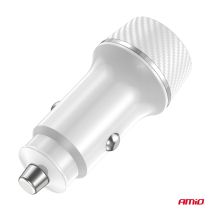 ΦΟΡΤΙΣΤΗΣ ΑΝΑΠΤΗΡΑ 12/24V ΜΕ 2 ΘΥΡΕΣ USB-C+USB 20W 5V/3AQC ΤΑΧΕΙΑΣ ΦΟΡΤΙΣΗΣ ΛΕΥΚΟΣ  AMIO - 1 Τεμ. Auto Moto Tyres 