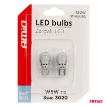 ΛΑΜΠΑΚΙΑ LED T10 W5W 12/24V 3x3020 SMD LED ΛΕΥΚΟ PURE LIGHT SERIES ΑΜΙΟ - 2 ΤΕΜ. Auto Moto Tyres 