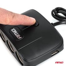 ΑΝΤΑΠΤΟΡΑΣ ΑΝΑΠΤΗΡΑ 12/24V 100W ΜΑΥΡΟΣ/3 ΘΕΣΕΙΣ/2xUSB-A /ΚΟΥΜΠΙ ON-OFF/ΚΑΛΩΔΙΟ 70cm AMIO - 1 Τεμ. Auto Moto Tyres 