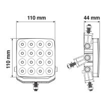 ΠΡΟΒΟΛΕΑΣ WL-26 16LED 48W 3300lm 10-30V 110x110x44 mm 3 ΘΕΣΕΩΝ ΜΕ ΦΩΣ ΔΙΑΘΛΑΣΗΣ -1ΤΕΜ. Auto Moto Tyres 