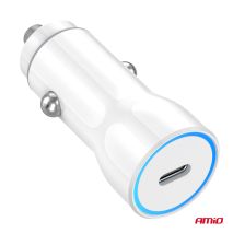 ΦΟΡΤΙΣΤΗΣ ΑΝΑΠΤΗΡΑ 12/24V ΜΕ 1 ΘΥΡΑ USB-C 20W 5V/3AQC ΤΑΧΕΙΑΣ ΦΟΡΤΙΣΗΣ ΛΕΥΚΟΣ AMIO - 1 Τεμ. Auto Moto Tyres 