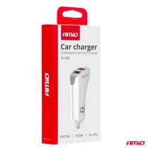 ΦΟΡΤΙΣΤΗΣ ΑΝΑΠΤΗΡΑ 12/24V ΜΕ 2 ΘΥΡΕΣ 2xUSB 10.5W 5V/2.1A ΛΕΥΚΟ AMIO - 1 Τεμ. Auto Moto Tyres 