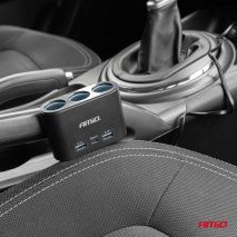 ΑΝΤΑΠΤΟΡΑΣ ΑΝΑΠΤΗΡΑ 12/24V 120W ΜΑΥΡΟΣ/3 ΘΕΣΕΙΣ/2xUSB-A+1xUSB-C ΤΑΧΕΙΑΣ ΦΟΡΤΙΣΗΣ/ΚΑΛΩΔΙΟ 70cm AMIO - 1 Τεμ. Auto Moto Tyres 