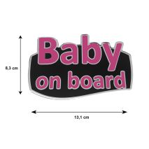 BABY ON BOARD ΑΥΤΟΚΟΛΛΗΤΟ ΕΞΩΤΕΡΙΚΗΣ ΧΡΗΣΗΣ 13,1 Χ 8,3cm ΦΟΥΞΙΑ/ΜΑΥΡΟ/ΧΡΩΜΙΟ ΜΕ ΕΠΙΚΑΛΥΨΗ ΕΠΟΞΕΙΔΙΚΗΣ ΡΥΤΙΝΗΣ (ΥΓΡΟ ΓΥΑΛΙ) - 1 ΤΕΜ. Auto Moto Tyres 