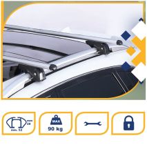 ΜΠΑΡΕΣ ΟΡΟΦΗΣ ΑΛΟΥΜΙΝΙΟΥ ΜΕ ΚΛΕΙΔΑΡΙΑ LION1 120 CM Κ39 (STANDARD RAILING) - 2 ΤΕΜ. Auto Moto Tyres 