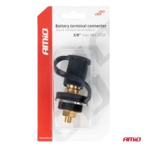 ΠΟΛΟΣ ΜΠΑΤΑΡΙΑΣ ΑΡΝΗΤΙΚΟΣ 3/8'' M10 max.48V 250A ΣΕ ΜΑΥΡΟ ΧΡΩΜΑ ΜΕ ΚΑΠΑΚΙ AMIO - 1 Τεμ. Auto Moto Tyres 