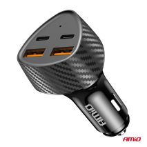 ΦΟΡΤΙΣΤΗΣ ΑΝΑΠΤΗΡΑ ΜΕ 4 ΘΥΡΕΣ 2xUSB-A+2xUSB-C 50W ΜΑΥΡΟ AMIO - 1 Τεμ. Auto Moto Tyres 