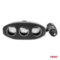 ΑΝΤΑΠΤΟΡΑΣ ΑΝΑΠΤΗΡΑ 12/24V 100W ΜΑΥΡΟΣ/3 ΘΕΣΕΙΣ/2xUSB-A /ΚΟΥΜΠΙ ON-OFF/ΚΑΛΩΔΙΟ 70cm AMIO - 1 Τεμ. Auto Moto Tyres 