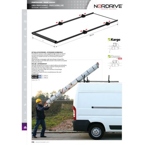 ROLLER 96cm ΜΕ ΠΛΑΙΣΙΟ ΠΡΟΕΚΤΑΣΗ 180cm ΓΙΑ ΜΠΑΡΕΣ ΜΑΥΡΕΣ KARGO + ΑΛΟΥΜΙΝΙΟΥ KARGO-PLUS U-7 1ΤΕΜ. Auto Moto Tyres 