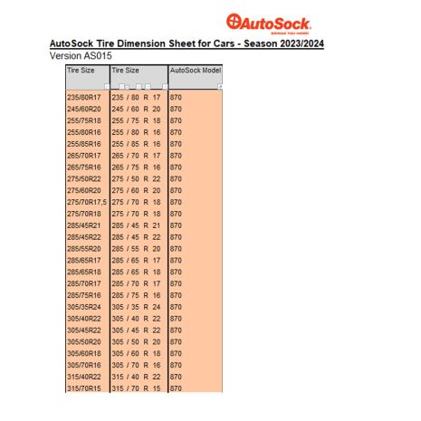 ΑΝΤΙΟΛΙΣΘΗΤΙΚΟ ΠΑΝΙ ΧΙΟΝΙΟΥ AUTOSOCK 870 HIGH PERFORMANCE EDITION - 2 ΤΕΜ. Auto Moto Tyres 