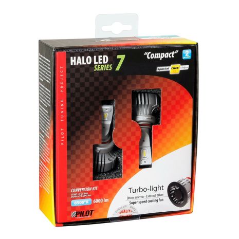 H10/HB3 9005 9-32V 6.500K 6.000lm 72W P20d HALO LED SERIE 7 COMPACT 6LED CREE 2ΤΕΜ. LED KIT Auto Moto Tyres 