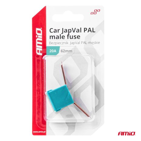 ΑΣΦΑΛΕΙΑ JapVal PAL ΑΡΣΕΝΙΚΗ 62mm 20A ΣΕ ΓΑΛΑΖΙΟ ΧΡΩΜΑ AMIO - 1 Τεμ. Auto Moto Tyres 