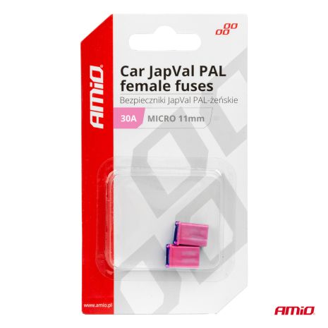 ΑΣΦΑΛΕΙΕΣ JapVal PAL ΜICRO 11mm ΘΗΛΥΚΕΣ 30A ΣΕ ΡΟΖ ΧΡΩΜΑ AMIO - 2 Τεμ. Auto Moto Tyres 