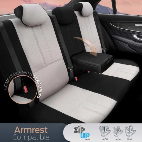 ΚΑΛΥΜΜΑΤΑ ΚΑΘΙΣΜΑΤΩΝ OTOM SWAN 503 BEIGE ΜΑΥΡΟ/ΜΠΕΖ ΛΙΝΟ & ΔΕΡΜΑΤΙΝΗ SETΑΜΙΟ - 1 σετ. Auto Moto Tyres 