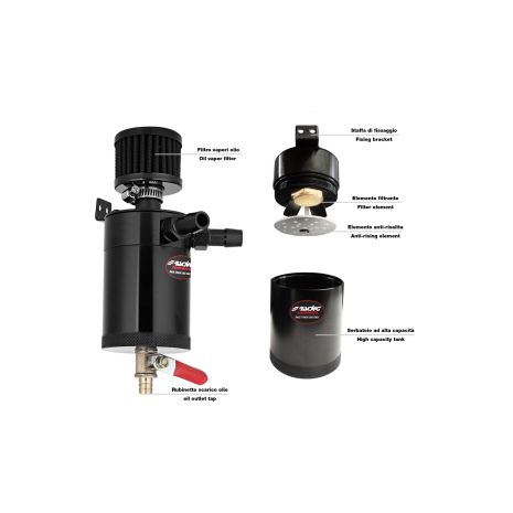 ΔΟΧΕΙΟ ΑΝΑΘΥΜΙΑΣΕΩΝ ΛΑΔΙΟΥ ΑΛΟΥΜΙΝΙΟΥ ΣΕ ΜΑΥΡΟ ΧΡΩΜΑ ΥΨΟΥΣ 90mm 300ml Φ63 SIMONI RACING  - 1 τεμ. Auto Moto Tyres 