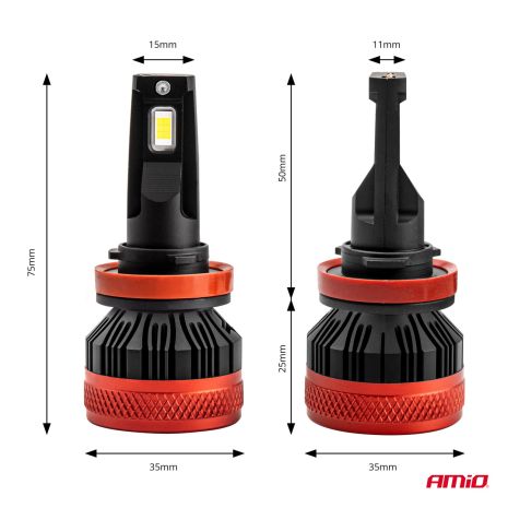 ΛΑΜΠΕΣ LED CAN-BUS H8/9/11 9>16V 90W 6.500K 9900lm (ΜΕ ΑΝΕΜΙΣΤΗΡΑΚΙ) X3 SERIES AMIO - 2 Τεμ. Auto Moto Tyres 