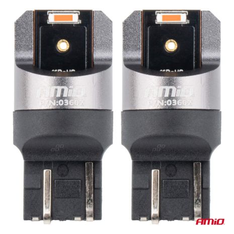 ΛΑΜΠΑΚΙΑ W21/5W 7443 12/24V 6.000K 2xSMD LED FULL CAN-BUS ΚΟΚΚΙΝΟ PRO SERIES  AMIO - 2 Τεμ. Auto Moto Tyres 