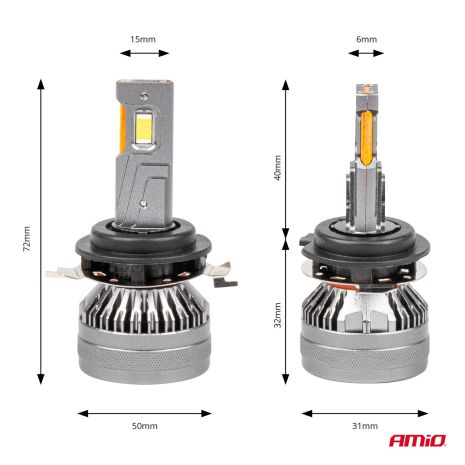 ΛΑΜΠΕΣ H7-1 9>48V 6.500K 4.500lm 50W HP SERIES LED CAN-BUS ΜΕ ΨΥΚΤΡΑ AMIO - 2 Τεμ. Auto Moto Tyres 